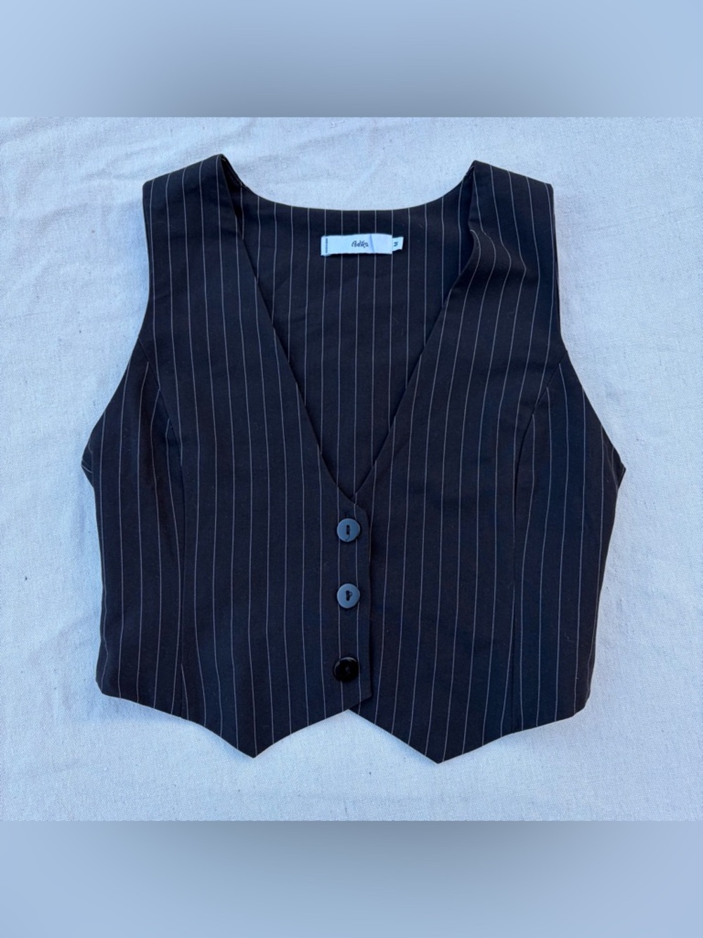 Adika Black Pinstripe Vest, Size M, Preppy Streetwear